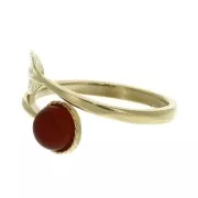 Adjustable ring setting for 6mm flat back cabochon - Gold Plated 3 micron x1