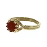 Adjustable ring setting for 6mm cabochon - Gold Plated 3 micron x1