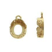 10x8mm Oval worked oval pendant for flat back cabochon - Gold plated 3 micron x1|raw }}