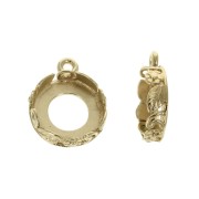 Round worked pendant for 10mm flat back cabochon - Gold plated 3 micron x1|raw }}