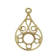 25x15mm Openwork drop pendant - for 6mm cabochon - Gold plated 3 micron x|raw }}