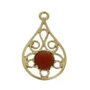 25x15mm Openwork drop pendant - for 6mm cabochon - Gold plated 3 micron x
