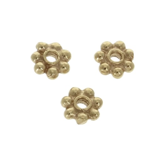 4mm Flower-shape round beads - Gold plated 3 micron x4