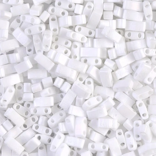 5x2.3x1.9mm Miyuki Half Tila Beads HTL-402FR - Mat White AB x10g