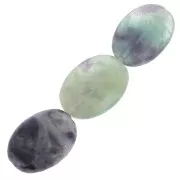 14x10mm Flat olive gemstone beads - Fluorite x5