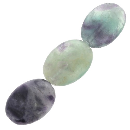 14x10mm Flat olive gemstone beads - Fluorite x5