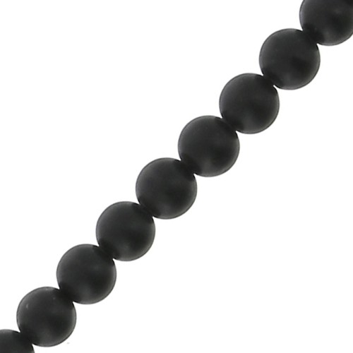 Round 2 mm gemstone beads - Black Agate Mat x40cm