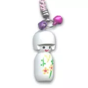 Decorated wooden Kokeshi doll 40mm White x1