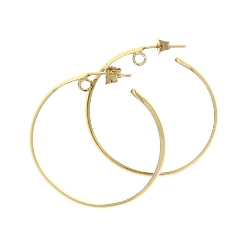37mm Hoop earrings with open ring - 37 mm fine fine Gold plated x2