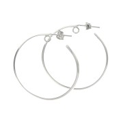 37mm Hoop earrings with open ring - 37 mm Silver Tone x2