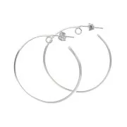 37mm Hoop earrings with open ring - 37 mm Silver Tone x2