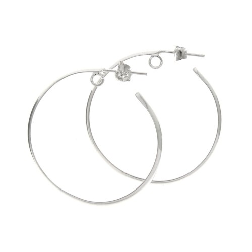 37mm Hoop earrings with open ring - 37 mm Silver Tone x2