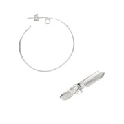 37mm Hoop earrings with open ring - 37 mm Silver Tone x2