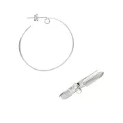 37mm Hoop earrings with open ring - 37 mm Silver Tone x2
