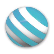 Round bead 14mm Striped Aqua/White x1|raw }}