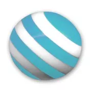 Round bead 14mm Striped Aqua/White x1