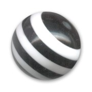 Round bead 14mm Striped Black/White x1|raw }}