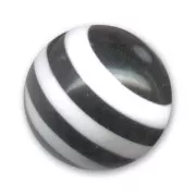 Round bead 14mm Striped Black/White x1