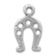 Horseshoe charm 14mm Old silver-tone x1
