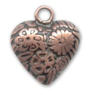 Heart pendant 27mm Old copper tone x1
