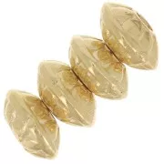 7mm Zamac flattened round beads - ethnic - fine Gold plated x4