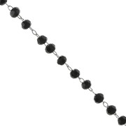 Chain with 3mm faceted glass beads in stainless steel - Black x1m|raw }}