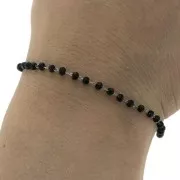 Chain with 3mm faceted glass beads in stainless steel - Black x1m