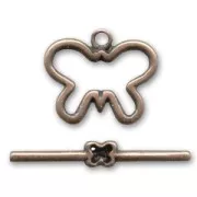 Toggle clasp butterfly 19mm Old copper tone x1