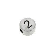 7m Round metal alphabet bead - Figure 2 - Antique Silver Tone x1