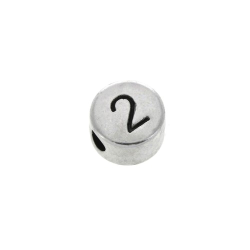 7m Round metal alphabet bead - Figure 2 - Antique Silver Tone x1