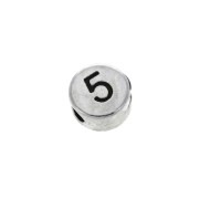 7m Round metal alphabet bead - Figure 5 - Antique Silver Tone x1|raw }}