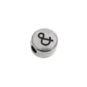 7m Round metal alphabet bead - symbol & - Antique Silver Tone x1
