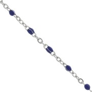 Chain with 2mm epoxy resin beads - Stainless steel - Navy Blue x1m