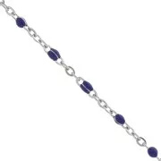 Chain with 2mm epoxy resin beads - Stainless steel - Navy Blue x1m