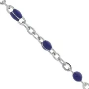 Chain with 2mm epoxy resin beads - Stainless steel - Navy Blue x1m