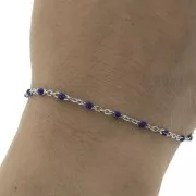 Chain with 2mm epoxy resin beads - Stainless steel - Navy Blue x1m
