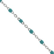 Chain with 2mm epoxy resin beads - Stainless steel - Turquoise x1m|raw }}