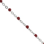 Chain with 2mm epoxy resin beads - Stainless steel - Red x1m|raw }}