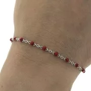 Chain with 2mm epoxy resin beads - Stainless steel - Red x1m