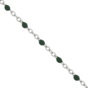 Chain with 2mm epoxy resin beads - Stainless steel - Dark Green x1m|raw }}