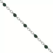 Chain with 2mm epoxy resin beads - Stainless steel - Dark Green x1m