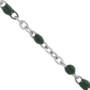 Chain with 2mm epoxy resin beads - Stainless steel - Dark Green x1m