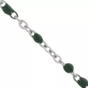 Chain with 2mm epoxy resin beads - Stainless steel - Dark Green x1m