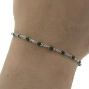 Chain with 2mm epoxy resin beads - Stainless steel - Dark Green x1m