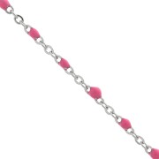Chain with 2mm epoxy resin beads - Stainless steel - Pink x1m|raw }}