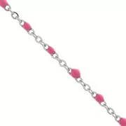 Chain with 2mm epoxy resin beads - Stainless steel - Pink x1m