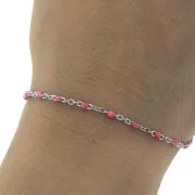 Chain with 2mm epoxy resin beads - Stainless steel - Pink x1m