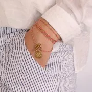 Chain with 2mm epoxy resin beads - Stainless steel - Pink x1m