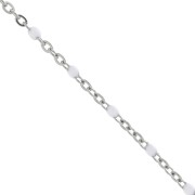 Chain with 2mm epoxy resin beads - Stainless steel - White x1m