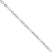 Chain with 2mm epoxy resin beads - Stainless steel - White x1m